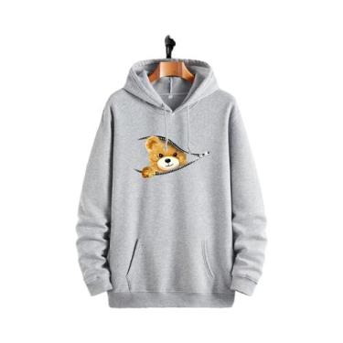 Imagem de Moletom Masculino Com Estampa De Urso Fofo, Confortável, Solto E Moder