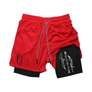 Imagem de Shorts De Compressão Masculinos 2 Em 1 Para Corrida E Treino Com Bolso