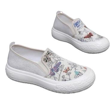 Imagem de Sapatos femininos de lona de sola macia sem cadarço - Sapatos rasos respiráveis e elegantes para conforto casual, antiderrapante para uso diário (tamanho 36-40), Airpot, 36