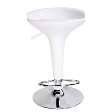 Imagem de Banqueta Bar Em Abs Base Aço Cromado Encosto Baixa Branca Kala