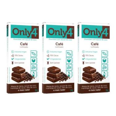 Imagem de Kit 3 chocolate natural vegano café 70% cacau 20g only4