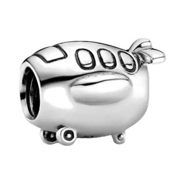 Imagem de Pingente De Maleta De Viagem Em Forma De Avião Azul E Prata, Contas DI