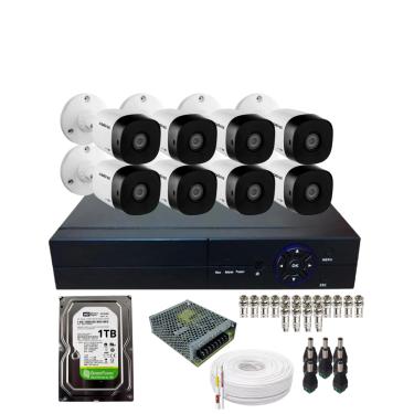 Imagem de Kit 8 Câmeras Intelbras 1120b Hd  Dvr De 08 Canais Com Hd 1Tb Instalado No Dvr
