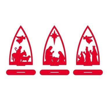 Imagem de Trio Presépio Natal 9cmx15cm - Cria Arte Laser Vermelho