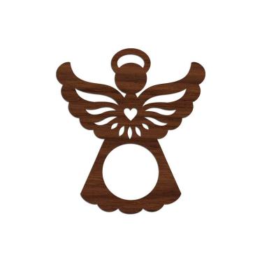 Imagem de Porta Guardanapo Anjinho Kit Com 4 Peças 7cmx8cm - Cria Arte Laser Madeira Escuro