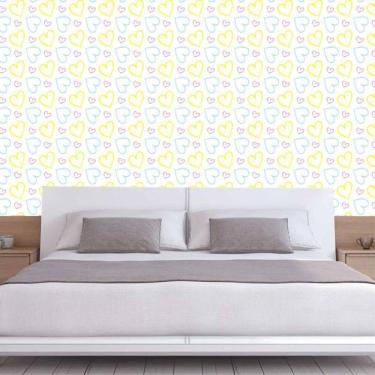 Imagem de Papel De Parede Corações Amarelo Vermelho Azul Autocolante