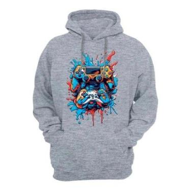 Imagem de Blusa de Frio Plus Size Masculina Flanelada Com Bolso Canguru Punho e Capuz Cordao Ajustavel-Masculino