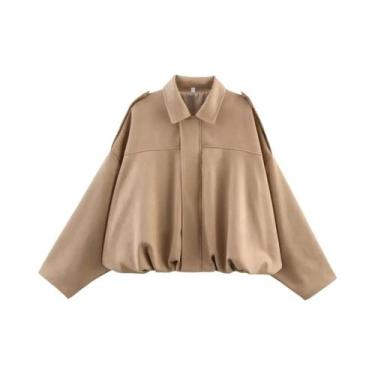 Imagem de Jaqueta Bomber Verde Oversize Para Mulheres, Estilo Vintage, Solta, Ma