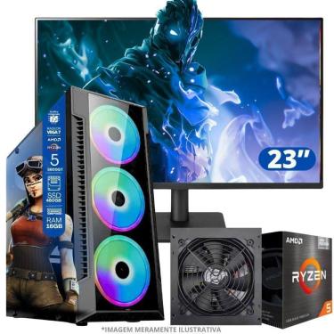 Imagem de Pc Gamer Amd Ryzen 5 5600gt, 16gb Ram, Placa De Video Radeon Vega 7, Ssd 480gb, Fonte 550w + Monitor 23” Led 75hz