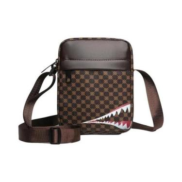 Imagem de Bolsa Transversal Masculina Com Estampa Xadrez, Alça Ajustável Para Us