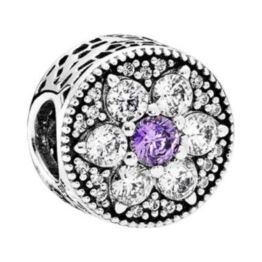 Imagem de Pulseira Feminina De Prata Esterlina 925 Com Pingente Redondo De Floco