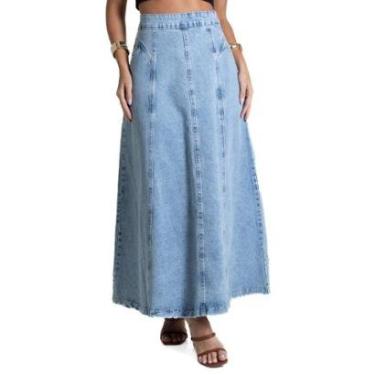 Imagem de Saia Jeans Sawary Midi - 281999 - Azul claro 46-Feminino