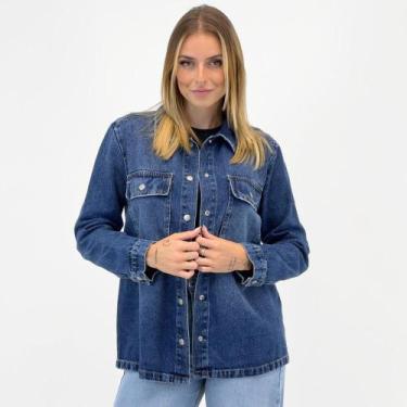 Imagem de Camisa Doce Trama Jeans Manga Longa Feminina, M, Jeans