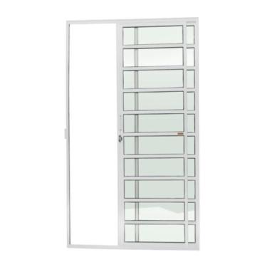 Imagem de Porta de Alumínio de Correr 210x120cm 2 Folhas com Travessa e Vidro Li
