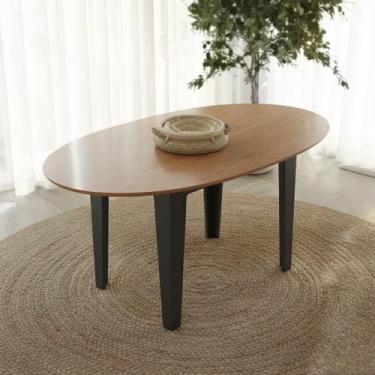 Imagem de Mesa de Jantar Oval Extensível 4 Lugares 159cm Marrom/Freijó/Preto - D