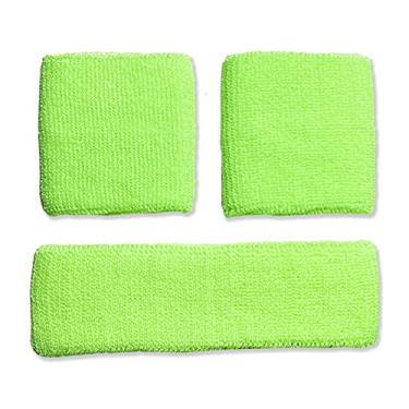 Imagem de Conjunto de 2 faixas de transpiração e 1 faixa de cabeça (verde neon)