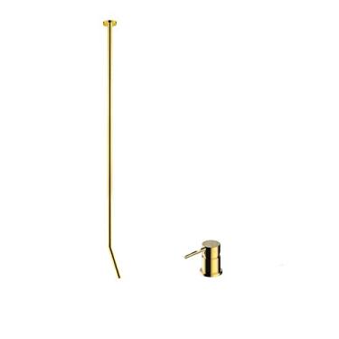 Imagem de Torneira de banheiro de montagem de teto para pia de bacia & Banheira Arte Quente & Misturador de água fria preto cromado, ouro polido B