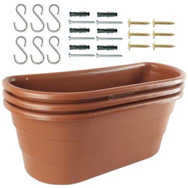 Imagem de Jardineira Vaso 3 Floreiras de Parede para Plantas Painel Jardim Vertical Horta Kit com Ganchos e Parafusos Cor:Cerâmica