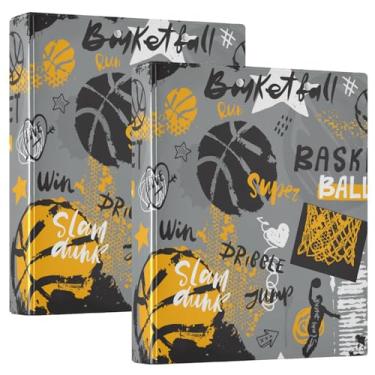 Imagem de Fichários de caderno de 3 anéis padrão de basquete, fichários de caderno de 2,5 cm e meia com bolsos internos, pacote com fichários escolares de 1/2 capa dura