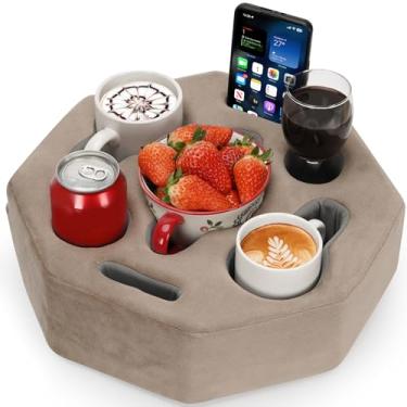 Imagem de Almofada de suporte de copo de sofá, suporte octógono para café, telefone, controle remoto - bandeja de suporte de bebida para cama, carro, sofá, mesa