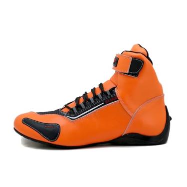 Imagem de Tenis Motociclista Cano alto Couro forro tex espumado 311AATR (Laranja-Preto, BR, Adulto, Numérico, 37)
