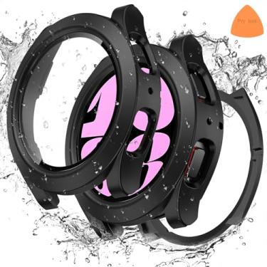 Imagem de [2 em 1] Capa à prova d'água Goton para Samsung Galaxy Watch 7 6 5 4 FE 44 mm 40 mm, proteção de 360° PC rígido com protetor de tela de vidro temperado para Galaxy Watch 6 40 mm