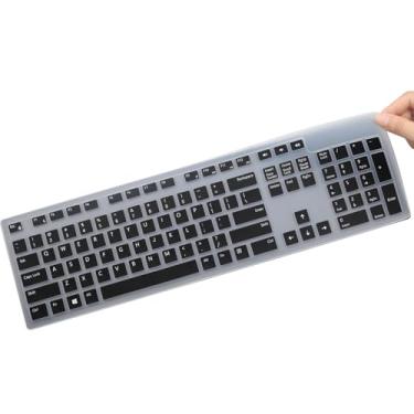 Imagem de Capa de teclado para teclado sem fio Dell KM636 e teclado com fio Dell KB216 e Dell Optiplex 5250 3050 3240 5460 7450 7050 e Dell Inspiron AIO 3475/3477/3670 All-in One Desktop Keyboard Skin - Preto