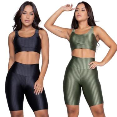 Imagem de KIT 2 Conjunto Top e Bermuda New Zig 3D Serra e Mar Bojo Compressão Academia Treino Moda Fitness-Feminino