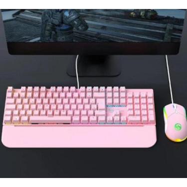 Imagem de Kit Teclado E Mouse Mecânico Gamer Abnt2 Iluminação Led Rgb Switch Blu
