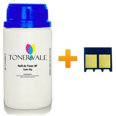 Imagem de Kit Toner Refil + Chip Toner TankFull Para HP 125A CB541A Ciano - HP C