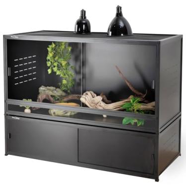 Imagem de Terrário para répteis de 101 x 40 cm x 40 cm ToxiRium grande PVC para répteis de 12 galões com armário de 30 cm de altura para lagartixa lagartixa barbuda, área ampla de viveiro de reprodução com