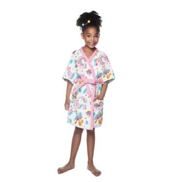 Imagem de Roupão Felpudo Quimono Estampado Unicórnio kids - Lepper