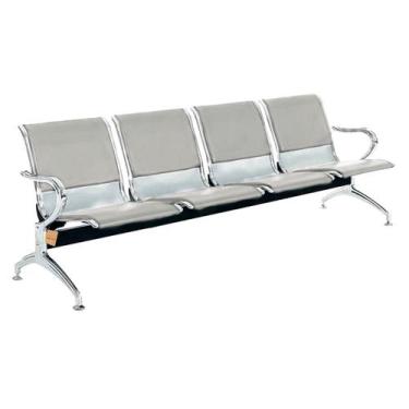 Imagem de Cadeira Longarina Com Est Cromada 4 Lugares Colors - Mak Decor, Cinza 