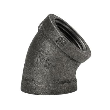 Imagem de Acessórios para tubos de 1/5.1 cm Cotovelo de 45 graus - Home Expert 10 Cotovelo de ferro fundido maleável Acessórios para tubos rosqueados de 45 graus para suporte de prateleiras de tubos