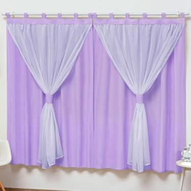 Imagem de Cortina Varão Simples Quarto Bebê e Criança Menina Lilás 2mX1,70m - L2