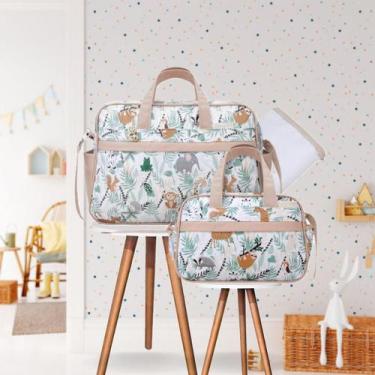 Imagem de Kit Bolsa Maternidade 3 Peças Trocador Animais Safari Bebê - Espera Fe