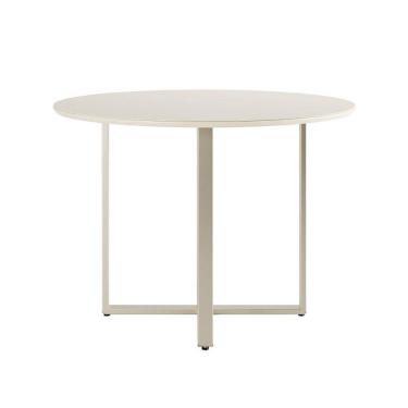 Imagem de Mesa de Jantar Redonda com Tampo de Vidro Arcadia Off White e Champagne 108 cm