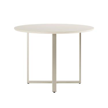 Imagem de Mesa de Jantar Redonda com Tampo de Vidro Arcadia Off White e Champagne 108 cm