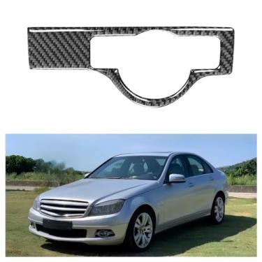 Imagem de IKUESM compatível com Mercedes Benz C CLASS W204 2007-2014 Fibra de carbono interruptor do farol do carro botão painel adesivo acabamento interno acessórios automotivos(R BLACK)