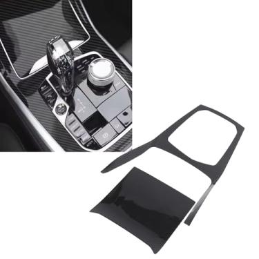 Imagem de Capa de Acabamento do Painel de Mudança de Marcha de Controle Central de Fibra de Carbono Real para X6 G06 LHD 2018-2024, Console Central do Carro Painel de Mudança de Marcha Capa