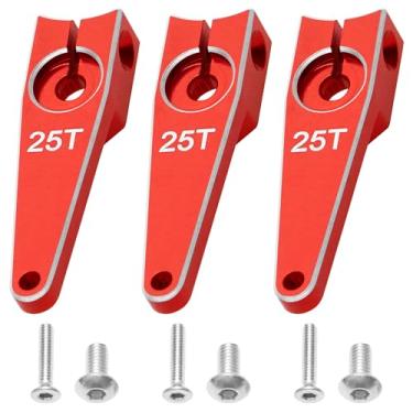 Imagem de 3Pack Vgoohobby 25T Servo Arm Horn Aluminum 25 Teeth Steering Arms Compatible with Futaba Hitec Savox Power HD Servo Motors Fit RC Crawler Car Airplane Plane Boat (1inch,Red)