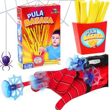 Imagem de Kit Jogos infantil Educativo Luva Aranha Com Linha lança teia dardo Spider + Puxa Batatinha Pula Batata Presente menino 5 anos Brinquedo Pedagogico