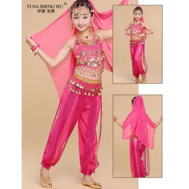 Imagem de Conjunto Fantasia Infantil Juvenil Festa Odalisca Cores Diversas - 8 p