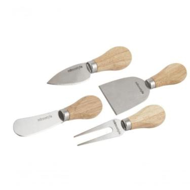 Imagem de Jogo Para Queijo De Inox Com Cabo De Madeira 4 Peças - Mimo Style - Ala13002