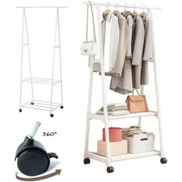 Imagem de Arara Organizadora Cabideiro de Roupas Sapateira Prateleira Com Rodas
