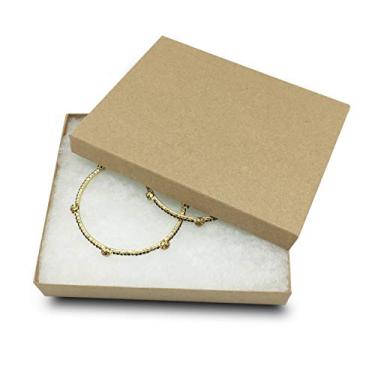 Imagem de TheDisplayGuys – Pacote com 25 caixas de joias de papel de papelão preenchidas com algodão #65 – Marrom kraft (15,7 cm x 13,2 cm x 2,8 cm) - para envio ou armazenamento