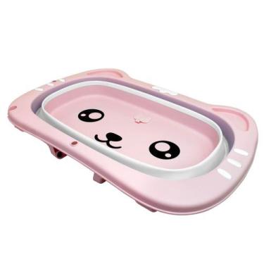 Imagem de Banheira Portátil Dobrável Gatinho Rosa Compacta Confortável - Clingo 