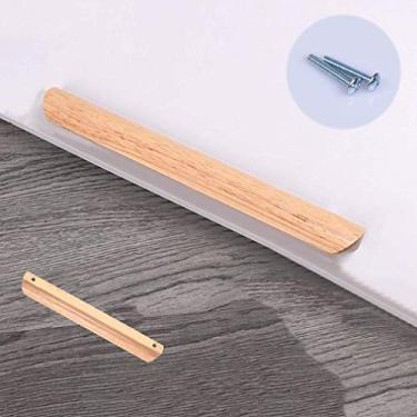 Imagem de Puxador de borda de dedo semicircular de madeira de borracha de madeira maciça, puxadores de gaveta de cômoda de móveis de banheiro, puxadores de porta de armário de guarda-roupa, puxadores de armário