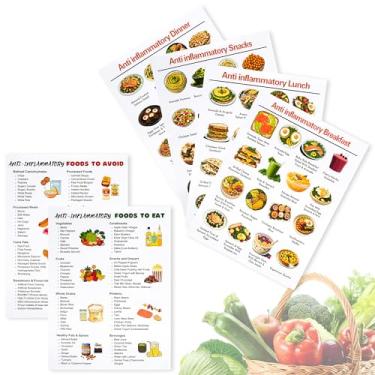 Imagem de MISAKTEAM 6 peças de dieta anti-inflamatória lista de alimentos anti-inflamatórios guia de refeições nutrição supermercado intestinal cartaz para cozinha