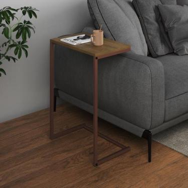 Imagem de Mesa Lateral de Apoio Industrial Sofá Charmme Ferro Cobre e Tampo Frei